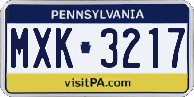 PA license plate MXK3217
