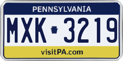 PA license plate MXK3219