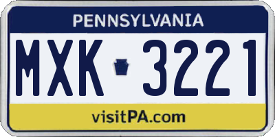 PA license plate MXK3221