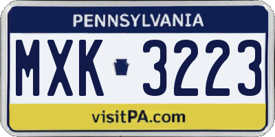PA license plate MXK3223