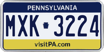 PA license plate MXK3224