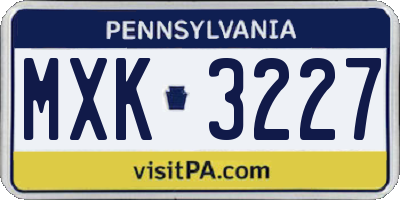 PA license plate MXK3227