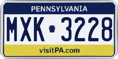 PA license plate MXK3228