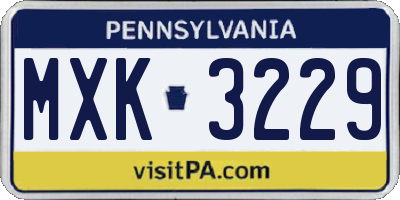 PA license plate MXK3229