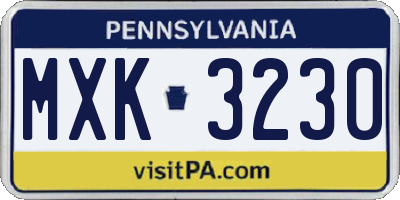 PA license plate MXK3230