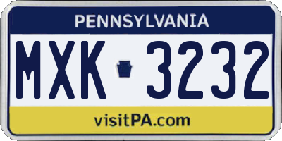 PA license plate MXK3232