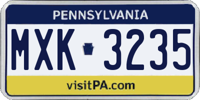 PA license plate MXK3235