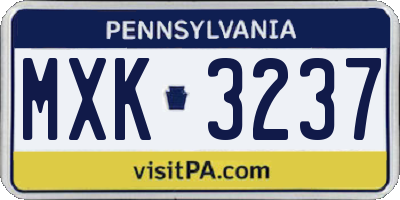 PA license plate MXK3237