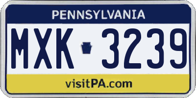 PA license plate MXK3239