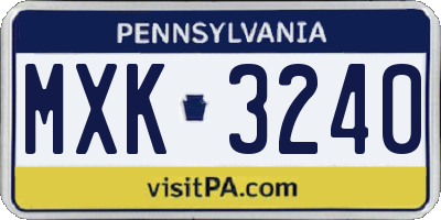 PA license plate MXK3240