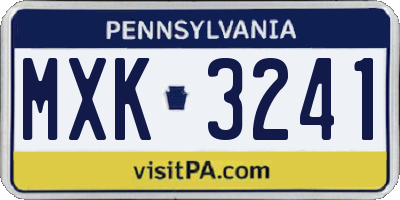 PA license plate MXK3241
