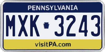 PA license plate MXK3243
