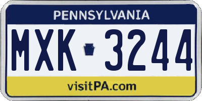 PA license plate MXK3244