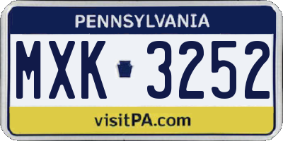 PA license plate MXK3252