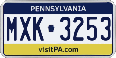 PA license plate MXK3253