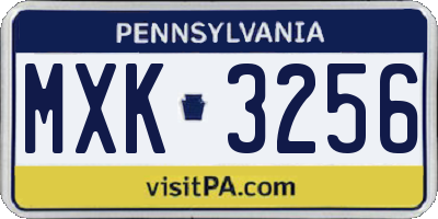 PA license plate MXK3256