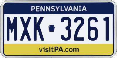 PA license plate MXK3261