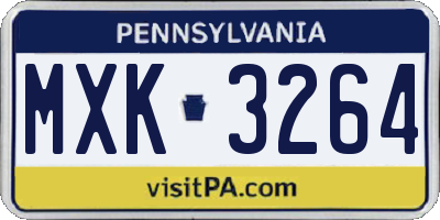 PA license plate MXK3264