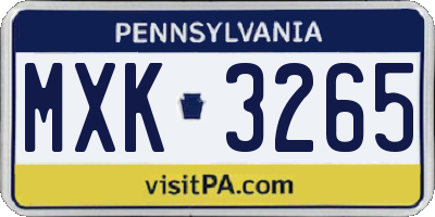 PA license plate MXK3265