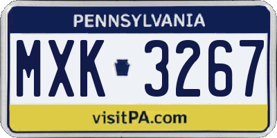 PA license plate MXK3267