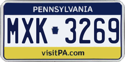 PA license plate MXK3269