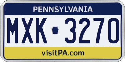 PA license plate MXK3270