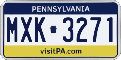 PA license plate MXK3271