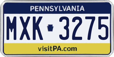 PA license plate MXK3275