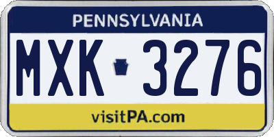 PA license plate MXK3276