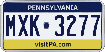 PA license plate MXK3277