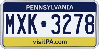 PA license plate MXK3278