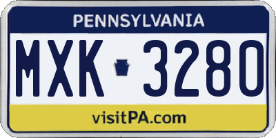 PA license plate MXK3280