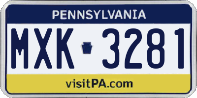 PA license plate MXK3281