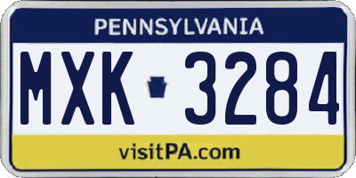 PA license plate MXK3284