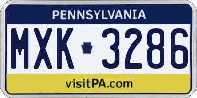 PA license plate MXK3286