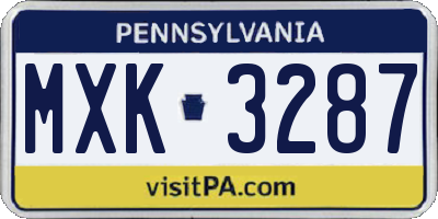 PA license plate MXK3287