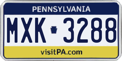 PA license plate MXK3288