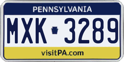 PA license plate MXK3289