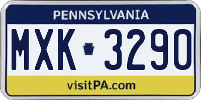 PA license plate MXK3290