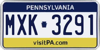 PA license plate MXK3291