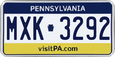PA license plate MXK3292