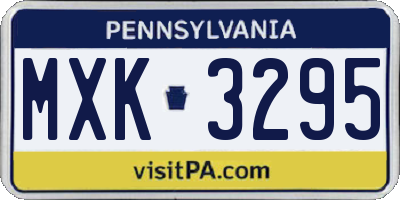 PA license plate MXK3295