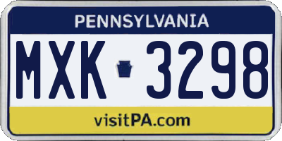 PA license plate MXK3298