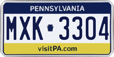 PA license plate MXK3304