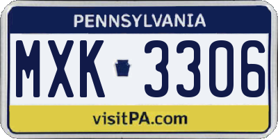 PA license plate MXK3306