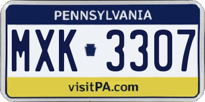 PA license plate MXK3307