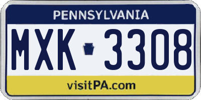 PA license plate MXK3308