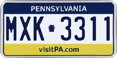 PA license plate MXK3311