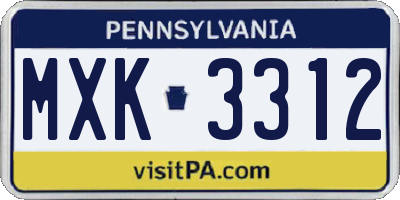PA license plate MXK3312
