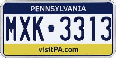 PA license plate MXK3313